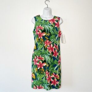 VTG Spenser Jeremy Tropical Sleeveless Shift 100% Silk Hawaiian Dress Size 6 NEW
